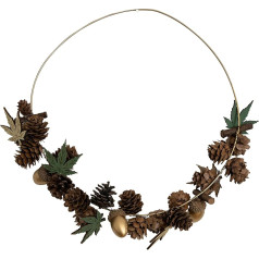 HEITMANN DECO Wreath with pine cones, acorns and wooden leaves, approx. 30 x 29 cm, gold/brown