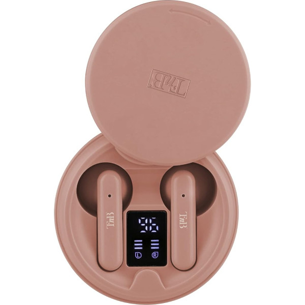 T'nB Bluetooth Headphones 5.1 TWS Wireless Half In-Ear Headphones with Built-in Microphone, Up to 20 Hours Runtime, Charging Indicator, Touch Control, Shiny2 - Pink