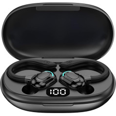 DOMIKIT Wireless Bluetooth Headphones 5.2 - Universal 360° Ear Hook, Built-in Microphone, 20 Hours Playback, Battery 70mAh, Charger Type C 300mAh, 8D Stereo Sound, Ultra Fast Charging