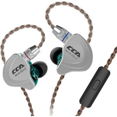 CCA C10 Headphones 4BA 1DD Hybrid 4 Balanced Armature and 1 Dynamic Drivers Headphones with 2-Pin Replacement Cable (with Mic Cyan)