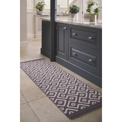 Lord of Rugs Waschbare Matte für Küche, Eingänge, Flur, Läufer, rutschfest, schmutzabweisend, pflegeleicht, langlebig, gemütlicher Teppich, Marineblau, Läufer, 67 x 200 cm