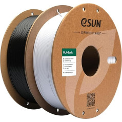 eSUN PLA Filament 1.75 mm, PLA Basic 3D Printer Filament Dimensional Accuracy +/- 0.03 mm, 1 kg per Spool, 2 Spools 3D Printing 3D Filament, Cool White + Black
