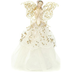 Festive Productions Christbaumspitze im Engel-Design, aus Stoff, 23 c Gold/Cream