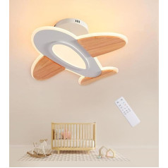 FANLG LED Ceiling Light Aeroplane Modern Ceiling Light Wood 50 cm 40 W Children's Lamp Dimmable Ceiling Light with Remote Control 3000 K - 6000 K, Wooden Ceiling Light for Children's Room Bedroom
