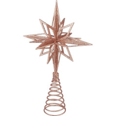 jojofuny Glittering Christmas Tree Topper, Metal Star Tree Topper, Christmas Tree Topper, Christmas Tree Decoration, Rose Gold