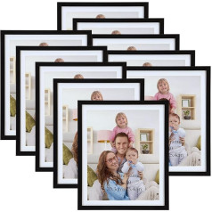 Giftgarden Pack of 10 Picture Frames 20 x 25 cm with Mount Black Photo Frame Collage Set for 23 x 28 cm Photos without Mount Wall or Table Stand