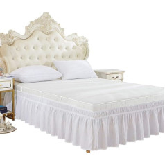 Omabeta Elastic Bed Ruffle Bedroom Bed Skirt Bed Valance Skirt Machine Washable (Twin: 39 x 75 + 15 inches)