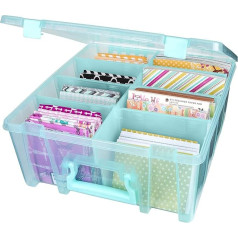 ArtBin 6990AA Super Satchel Double Deep Portable Art & Craft Organizer mit Griff, [1] Kunststoff-Aufbewahrungsbox, Aqua Mist, Polypropylen