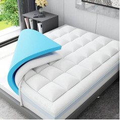 Memory Foam Mattress Topper with Fluffy Pillowcase, Mattress Topper, Super King Size Bed for Back Pain Relief, Oeko-Tex and CertiPUR-US 150 x 200 cm
