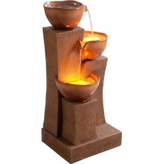 Teamson Home 72.5cm 3 Tier Cascading Outdoor Water Fountain with LED Lights for Outdoor Use, Brown