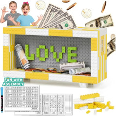 THXIY Money Box 5000 Euro, Money Box, Money Vault Goalsaver Saving Box with Numbers Checks, 1000 € 2000 € 3000 € Money Box with Goal, Reusable Money Saving Box, Money Saving Challenge (Small Yellow)