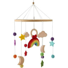 TROYSINC Baby Bed Mobile Baby Wind Chime, Wooden Mobile Baby Nursery Hanging Bed Bell, Gift for Baby Girls or Boys, Rattle Toy (Rainbow)