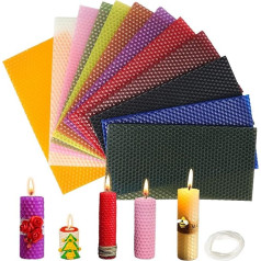SUPAWAY Pack of 12 Beeswax Sheets, Beeswax Candle Making Set, Beeswax Flakes, Candle Wax, DIY Beeswax Sheets for Children, Adults, DIY, Christmas Wax Art, 12 Colours, 20 x 10 cm