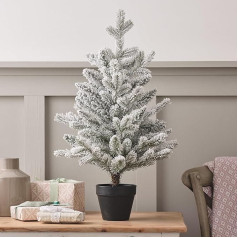 Lights4fun 60 cm Table Tree in Pot Mini Christmas Tree Artificial Small Christmas Tree with Artificial Snow