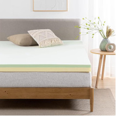 Zinus 7.6 cm Memory Foam Mattress Topper/CertiPUR-US Certified Foam/Topper-in-a-Box, Green Tea Colour