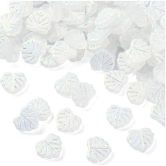 Stiesy Maple Leaf Glass Beads, Frosted Czech Leaf Lampwork Beads, Plant Spacer Beads for DIY Crafts, Jewellery, Making, Bracelet, Necklaces, Pack of 100