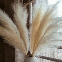 Artificial Beige Pampas Grass Decoration, Tall, 8 Pieces, 110 cm, Large Artificial Pampas Flowers, Fluffy Long Artificial Feather Flowers for Boho Wedding Decoration, Living Room Decoration