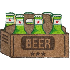 FISURA - Coconut Beer Door Mat with Non Slip PVC Backing Funny Welcome Door Mat Hand Painted Size: 70cm x 40cm