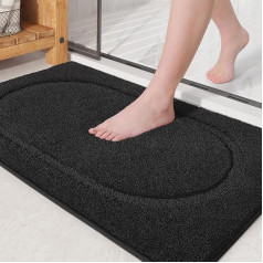Color G Bath Mat, Non-Slip, Soft Bathroom Rug, Machine Washable Bath Mat with Water Absorbent, Microfibre Bath Mat, Non-Slip Washable for Bathroom - 50 x 120 cm, Black