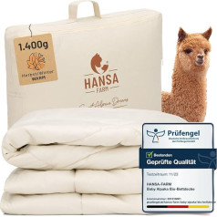 HANSA-FARM Baby Alpaca Organic Duvet 135 x 200 cm (Filling 1,400 g) - Autumn Winter Warm - Breathable and Temperature Regulating - Large Storage Bag