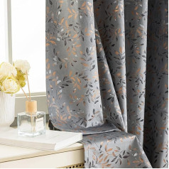 WONGS BEDDING Velvet Curtain Grey Curtain Opaque Velvet Curtains with Eyelets Thermal Curtain Blackout Pack of 2 140 x 225 cm (W x H) for Living Room Bedroom Decoration