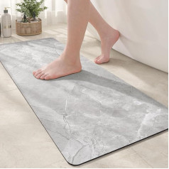 Color G Non-Slip Bath Mat, Bathroom Rug, Marble, Quick-Drying Bath Mat, Washable Absorbent Shower Mat for Shower, Bathtubs and Bathrooms (Grey Black, 43 x 110 cm)