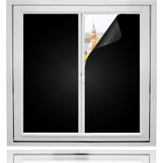 Harvakids Window Film Opaque Black Blackout Film, Static Adhesion, 100% Anti-UV Window Film for Home and Office, Explosion-Proof, Sun-Blocking Film for Windows