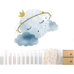 WONDER MURALS Wall Sticker Moon Baby Room Baby Girl Clouds Stars Decorative Wall Sticker Self Sticking