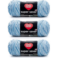 Red Heart Super Saver Lapis Yarn 3 Packs of 5oz Acrylic 4 Medium Worsted - 360 Yards - Knitting/Crochet