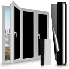 LULUETPUE Window Film Privacy Film for Glass Windows, Total Blackout, Window Film, Privacy Screen, Room Darkening, Black Window for Home, Daytime Sleep (90 x 300 cm)