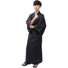Edoten Yukata (Casual Summer Kimono) Japan Men's 2-Piece Set OBI (Belt) Shijiraori 100% Cotton Easy Festival Bon Dancing Fireworks Samurai, gray