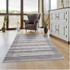 carpet city Living Room Rug Striped Pattern 140 x 200 cm Grey Mottled Modern Rugs Short Pile