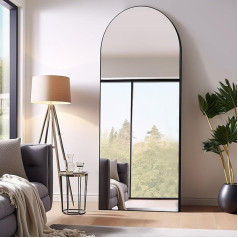 PexFix Arc Mirror, Full Body Mirror Curved Standing Mirror Wall Mounted for Home Bedroom 65 x 22 Inch Black