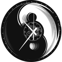 Instant Karma Clocks Vinyl Wall Clock with Yin Yang Boho Mandala Hamsa Motif Modern Decoration