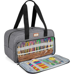 CURMIO Wool Bag for Knitting Projects, Crochet / Knitting Needles and Other Accessories, gray, Minimal