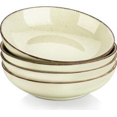 vancasso Stoneware Soup Bowls, Set of 4, Pasta Plates, Spaghetti Deep Plates, Pasta Bowls, Ramen Bowls, Large Salad Bowls, Multi-Purpose Bowls