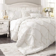 Lush Decor Bettwäsche-Set mit Rüschen, 3-teilig, mit Kissenbezügen, Polyester, Weiß, Kingsize-Bett