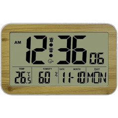 Lancoon Digital Alarm Clock with Snooze, LCD HD Large Screen, Temperature & Humidity Date & Week Function, Battery Operated Multiple Colours for Bedroom, Living Room