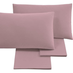 Made in Italy - Exclusive 4-Piece Cotton Bedding Set for Double Bed, 1 Top + 1 Fitted Sheet + 2 Pillowcases 50 x 80 cm (Double, Powder)
