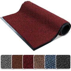 FunkyBuys Barrier Mat, Large Doormat, Rubber Backing, Medium Runner, Barrier Mats, Carpet, PVC Edging, Heavy Duty Kitchen Mat (40x60cm, Red)