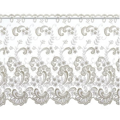 Plauener Spitze 68272_65_e Net Lace Short Curtains with Florentine Design, Height 65 cm Cream Breite 148 cm champagne