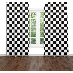 BigLixhgg Black and White Window Curtains Curtain Plaid Flag Racing Car Line Rod Pocket Drapes Curtain for Living Room Home Decor 26x84 Inch 2 Panels