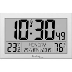 Technoline WS 8016 Digital Radio Wall Clock with Temperature and Humidity Display