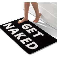 QJHOMO Get Naked Bath Mat, Black and White 60 x 90 cm, Non-Slip Bath Mats for Bathroom, Colorful Letters, Soft Microfiber Bathroom Mat, Machine Washable Rug