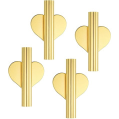 PATIKIL Wall Flower Vase Tube, Pack of 4 Dried Flower Vase Holder, Heart Shaped Wall Mounted Flower Vase for Flower Decoration, Gold