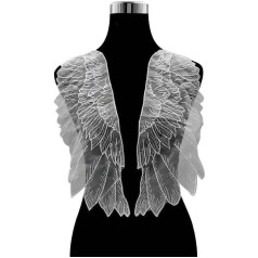 2 STK Luxus Tüll Organza Spitze Stoff Flügel Applikation Patches Stickerei Nähbesatz Verzierungen Kleid Zubehör-weiß