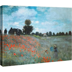 Wieco Art M0102-P Poppy Field Near Argenteuil Field Famous Oil Painting Reproduction Classic Landscape Pictures Art for Bedroom Modern 24x20inch
