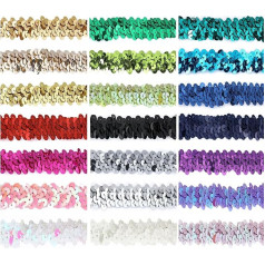 2 Meters Elastic Stretch Sequin Ribbon 2cm Wide 20 Metallic Colors Washable for Costumes Dressmaking Cocktail Wear Decoration Embellishment Stretchy Black