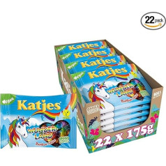 Katjes Wonderland Rainbow Edition Storage Pack, Fruit Gums in Magic Shapes and Colours, Fruity Mix in Different Flavours, Vegan, 22 x 175 g