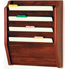 Wooden Mallet 4-Pocket File Holder, Legal Size, Mahogany